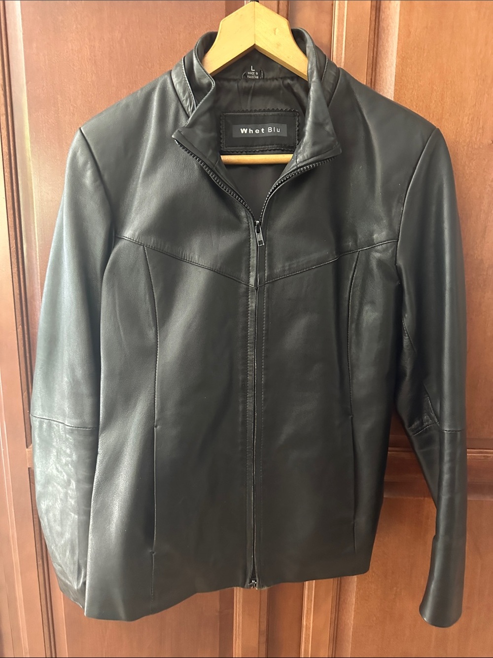 Whet Blu Women's Black Leather Zip-Front Jacket